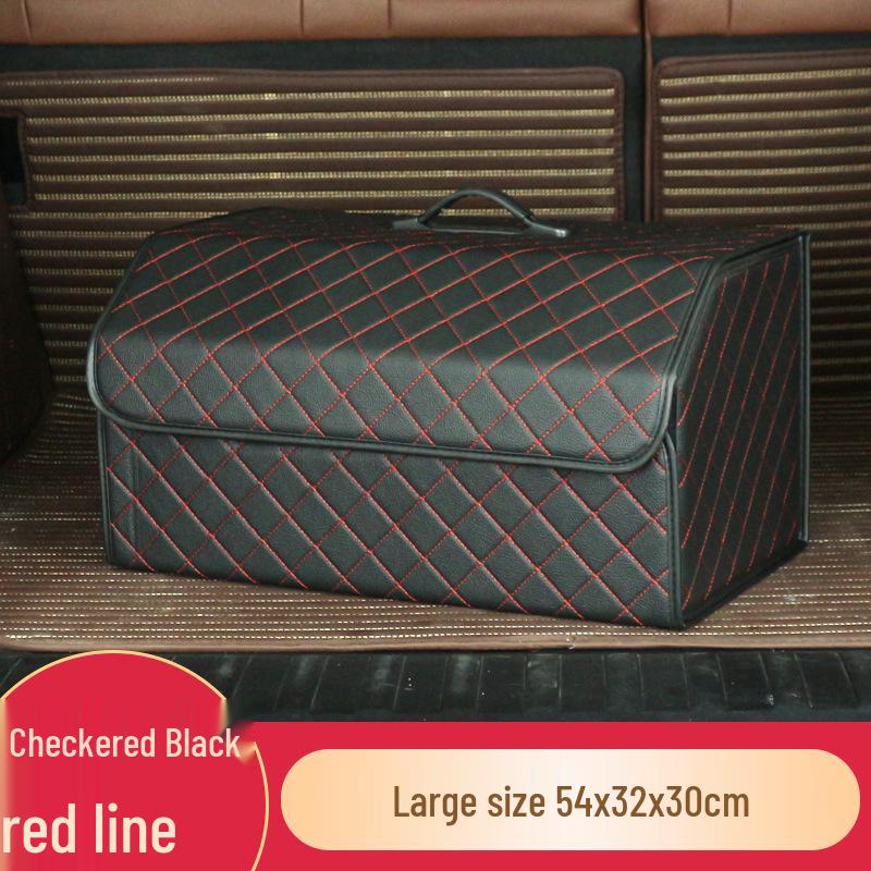 Trunk Storage Box: Multifunctional Folding Car Organizer with Logo-Printed Leather