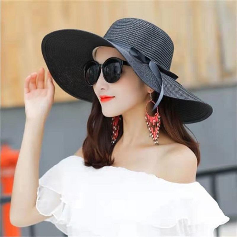 Fashion Holiday Hat Seaside Big Eaves Luffy Straw Hat Women's Summer Beach Hat Versatile Foldable Sun Hat