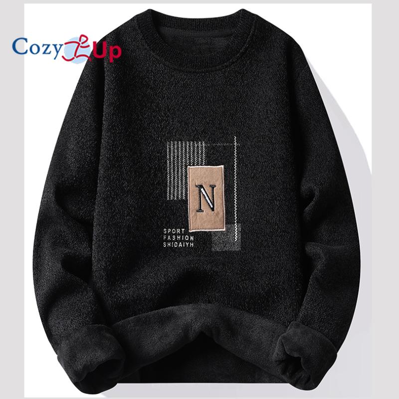 Cozy Up Men's Plush and Thickened Printed Outside Warm Sweater