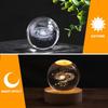 3D inner carved heart-shaped luminous crystal ball with wooden base Christmas birthday creative decorative gift lamp transparent
