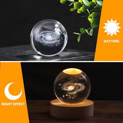 3D inner carved heart-shaped luminous crystal ball with wooden base Christmas birthday creative decorative gift lamp transparent