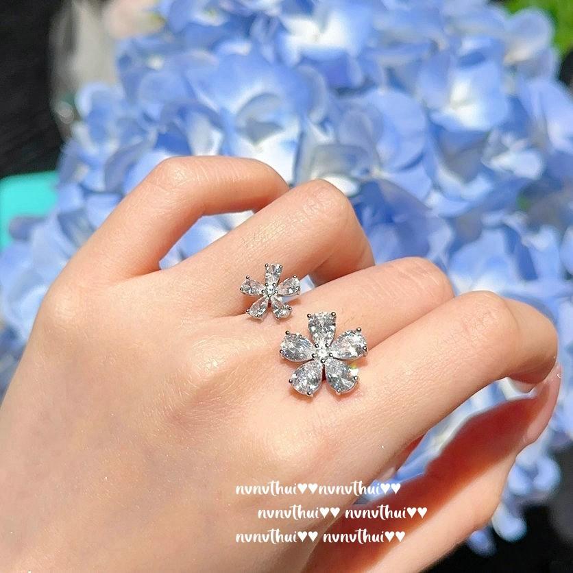 Brocade Smile Flower Gem Necklace, Lolita Garden, 18K Gold Plated Rose Bloom Zircon Bracelet, Set