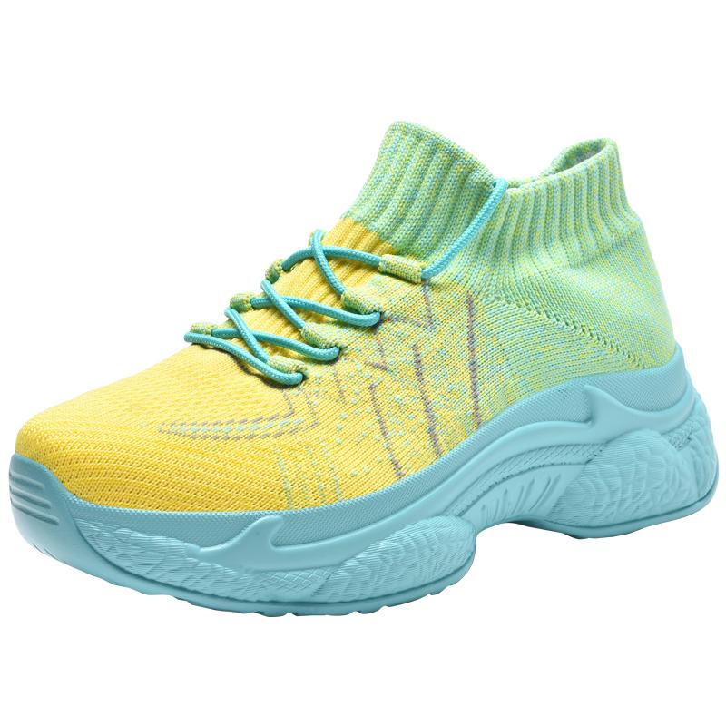 Women's New 2025 Spring Casual Sports Shoes Breathable Thick Sole Old Fashioned Shoes Comfortable Flight Knit Mesh Shoes