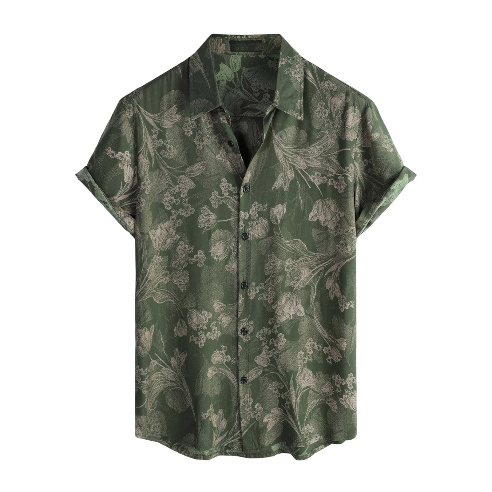 

Мужская рубашка с коротким рукавом, повседневная модная принтованная рубашка на пуговицах, кардиган с нагрудным карманом XXL