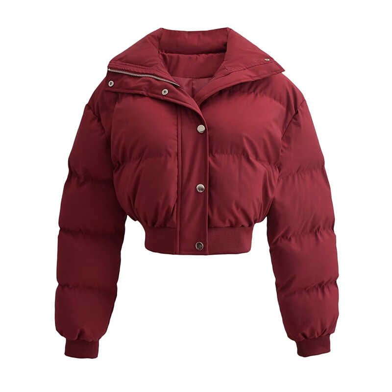 Winter Walk Kendall Wind Sexy Stand Collar Zipper Thermal Bread Coat Small Short High Waist Cotton Coat Jacket