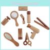 Wooden Lipstick Comb Mirror Hair Cutting And Makeup Set Kid Role Toy Playing