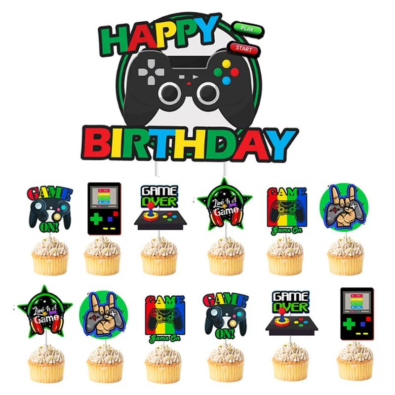 Video Game Party Supplies Set Baby Boy Birthday Party Decoration Happy Birthday Gaming Backdrop Game Table Covers Gamer Balloons