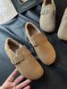 Birkenstock Shoes Women's 2025 New Winter Velvet All-inclusive Leather Spring and Autumn Single Shoes Flat-bottomed One-pedal Doudou Shoes Cotton Sho