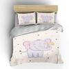 Cute Elephant Holding Flowers Print Bedding Set 1 Duvet Cover 2 Pillowcases For Adult And Children Luxury Gift Full Size