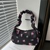 1Pcs Cute Flower Bow Print Canvas Shoulder Bags New Korean Girl Handbags Outdoor Travel Women Keys Phone Messenger Bag