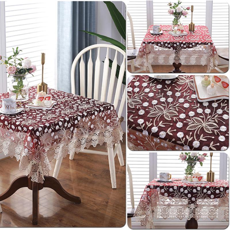 Koronkowy obrus domowy chiński wino czerwony minimalistyczny obrus kwadratowy w kolorze kawy stół jadalny tkanina okrągły obrus