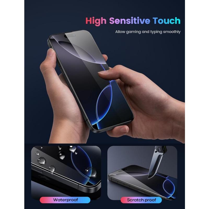 iPhone 16 Pro Max Screen Protector (6.9 Inches), [Top 9H Drop Resistant], Anti-fingerprint, No Bubbles, HD Transparent