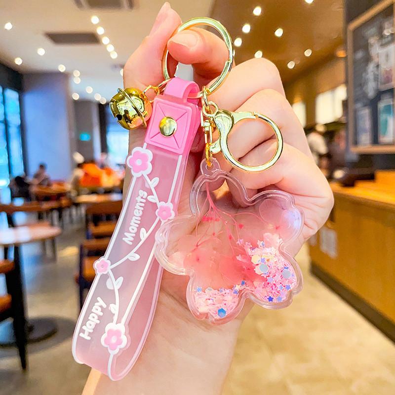 Charming Acrylic Keychain With Sakura Petals Oil Pendant Perfect For Gifts