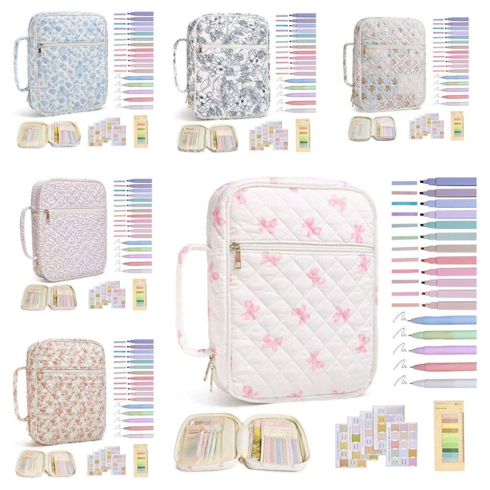 Zipper Pocket Bible Cover Bag Floral Design Storage Bags New Bible Cover Case  Prayer