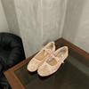 Damen Frühling Sommer Mary Jane Schuhe Ballerinas Atmungsaktives Mesh Stickerei Flats Süße Schleife Weibliche Tägliche Gehsandalen
