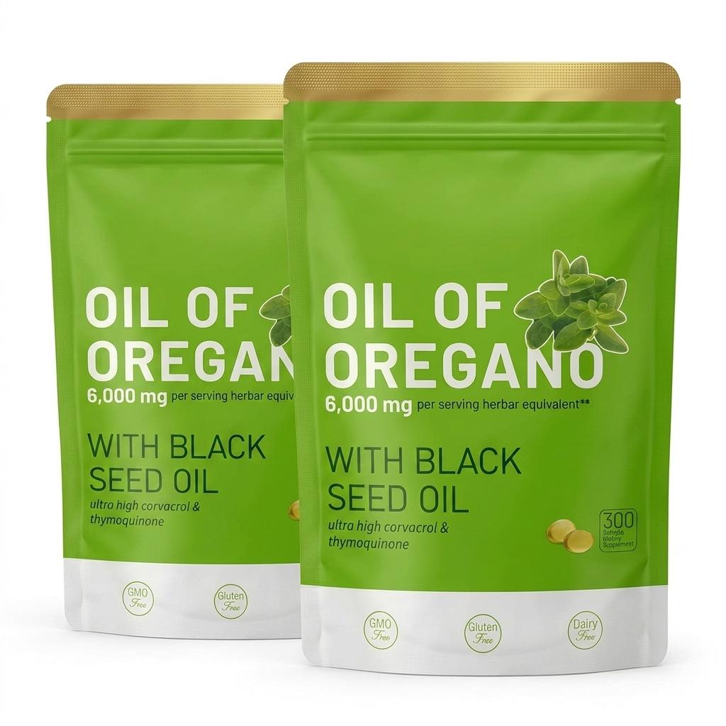 Oregano Olie met Zwarte Komijnzaad Olie 300 Capsules | Natuurlijke Antioxidanten | Voedingsondersteuning | Zeer Effectief Dieet Gezondheidssupplement