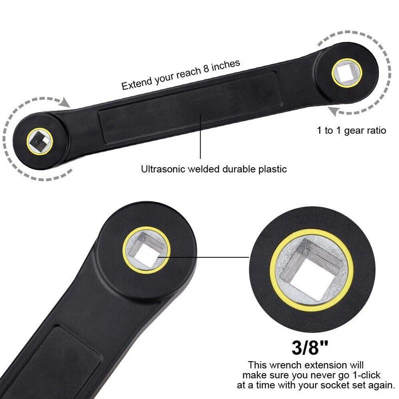 Universal Extension Wrench Set Adjustable Spanner with 3/8'' & 1/4'' Adapter Automotive Repair Hand Tools Ratchet Wrench Durable