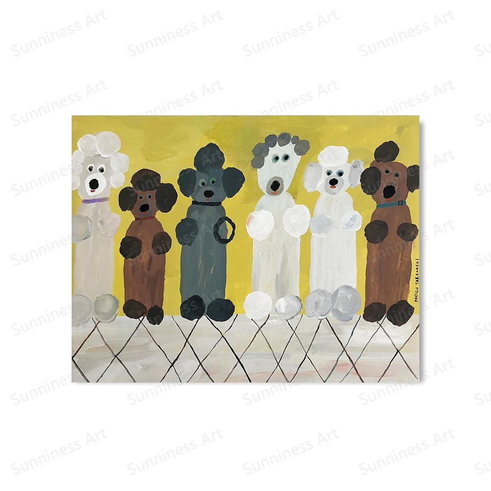 Zvířecí pudl Setkání se zelenými rostlinami Umělecké obrazy Plátno Fine Little Day Nástěnné plakáty Severské dekorativní malby pro domácnost Pcitures