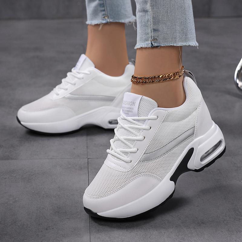 Air-cushion Platform Shoes Women's Elastic Casual Walking Shoes Invisible Height-increasing Traveling Shoes