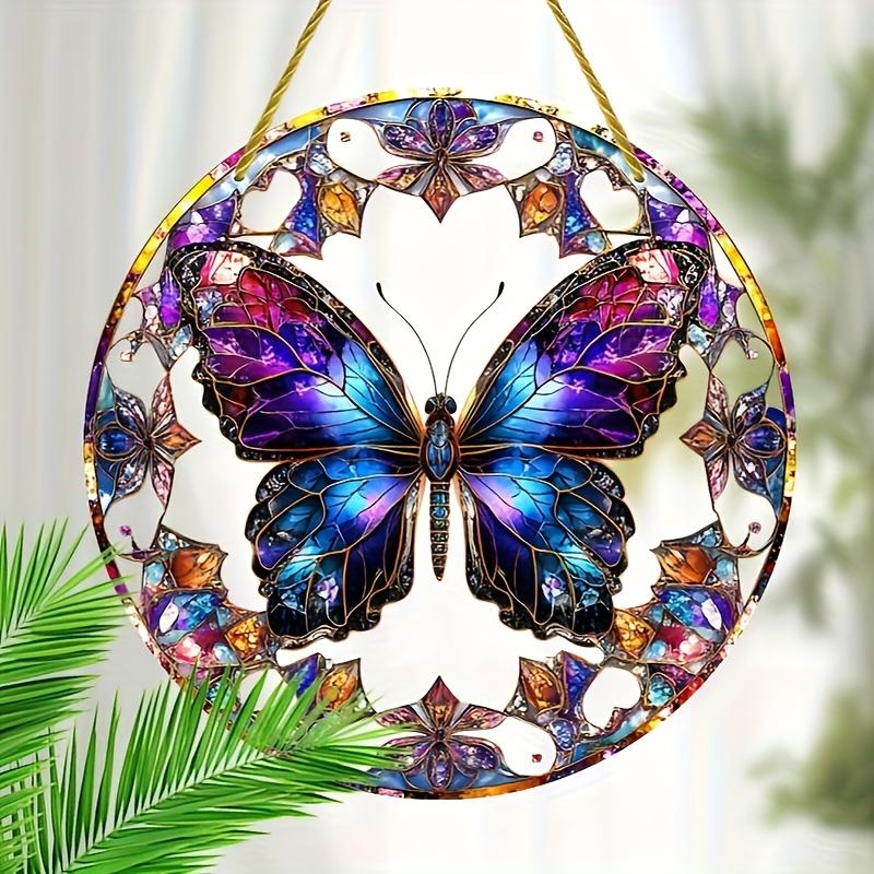 Vibrant Stained Glass Butterfly Garden Suncatcher, Colorful Insect Decor, Butterfly Enthusiast Ornament, Housewarming Present, Nurseries, Vintage Home