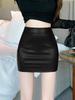 Women's Brown High-Waisted PU Leather Bodycon Skirt - Slim-Fit, Sexy Pencil Style for Autumn/Winter 2026.