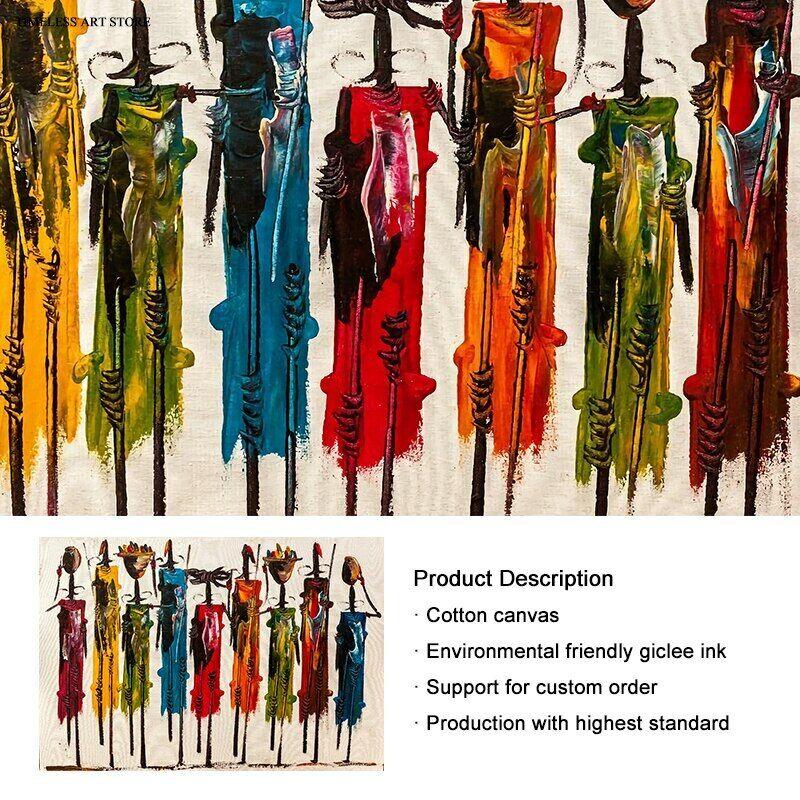 Abstraktes farbenfrohes Gemälde einer afrikanischen Frau auf Leinwand, Graffiti-Poster, Druckkunstbild für Wohnzimmer, Heimdekoration