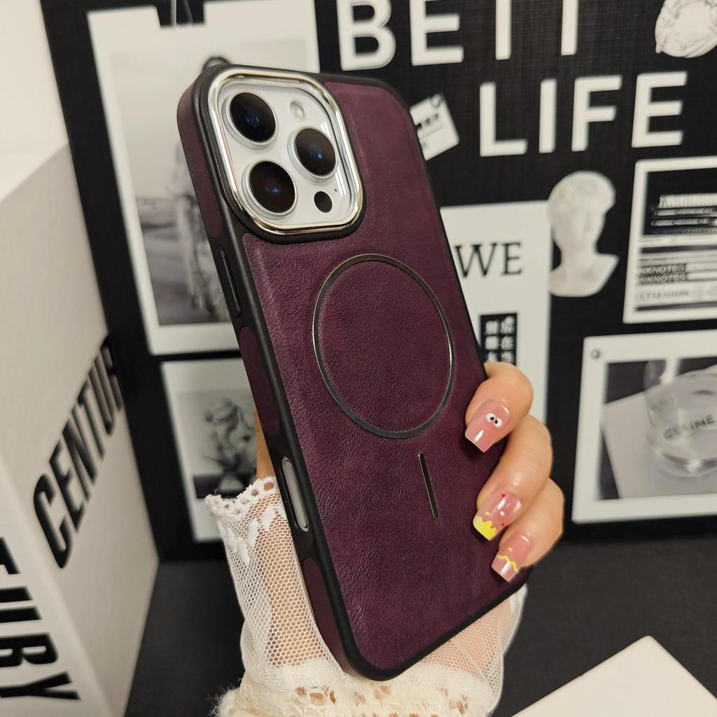 Premium Leather Magnetic iPhone 17 Pro Max Case - Anti-Slip, Drop-Proof Protective Cover Compatible with Apple iPhone 16