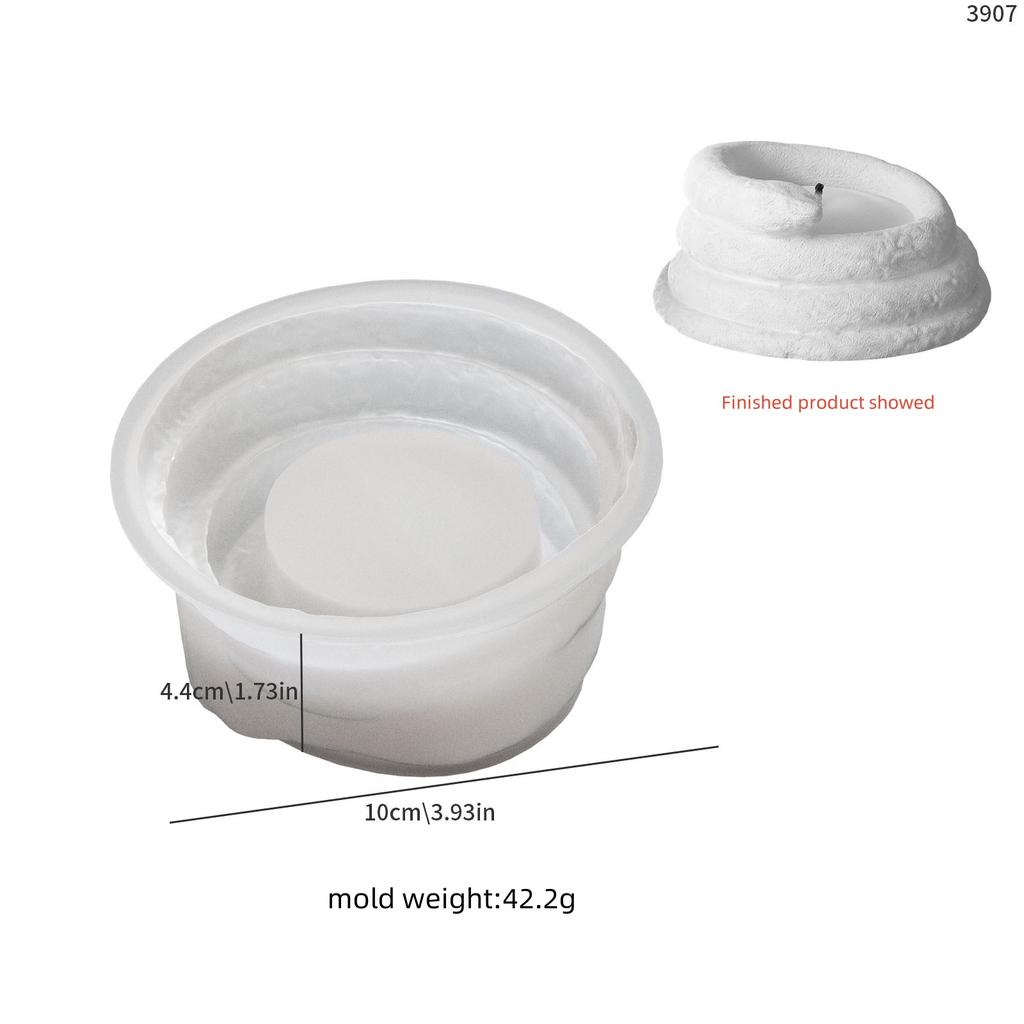 DIY Round Snake Pattern Candle Cup Silicone Mold For Aromatherapy Gypsum Silicone Candlestick Container Storage Box Resin Mold