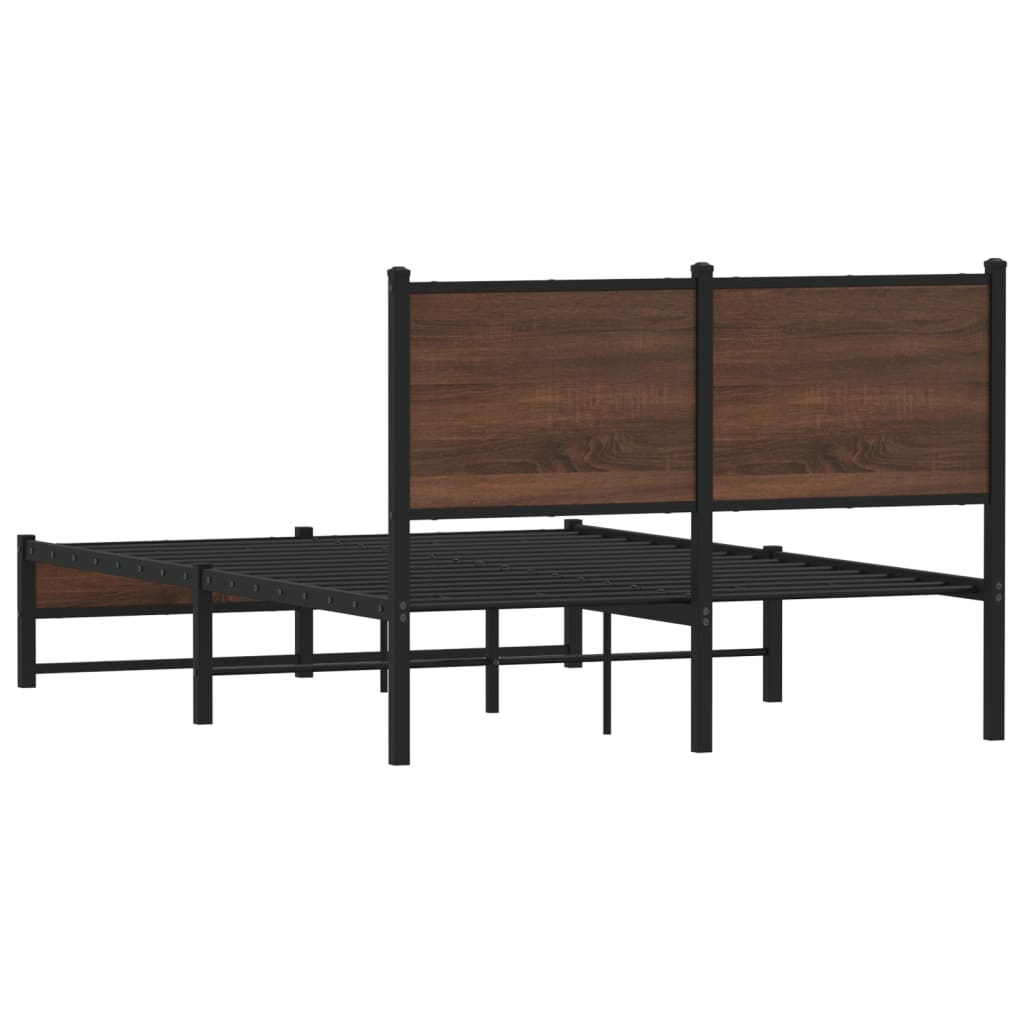 Metal Bed Frame without Mattress Brown Oak Effect 120 x 190 cm