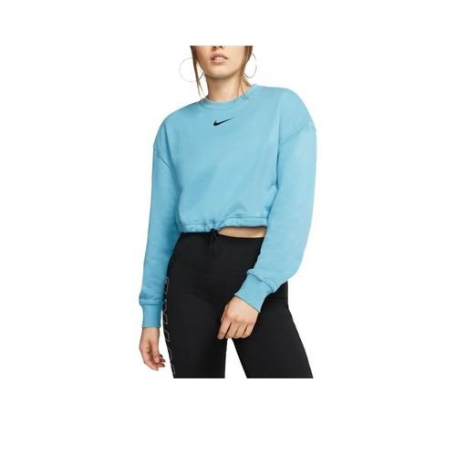 Nike Printed Logo Crewneck Long Sleeve Cropped Sweatshirt for Women in Blue S синий