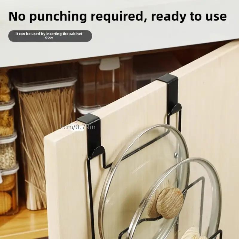 Multifunctional Punch-free Pot Lid Rack Household Kitchen Wall-mounted Iron Pot Lid Rack Multi-layer Cutting Board Storage Rack