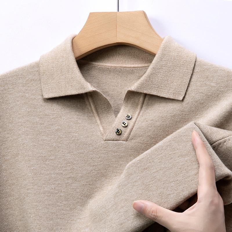 

Мужской вязаный свитер-поло, термофутболка 2XL верблюд