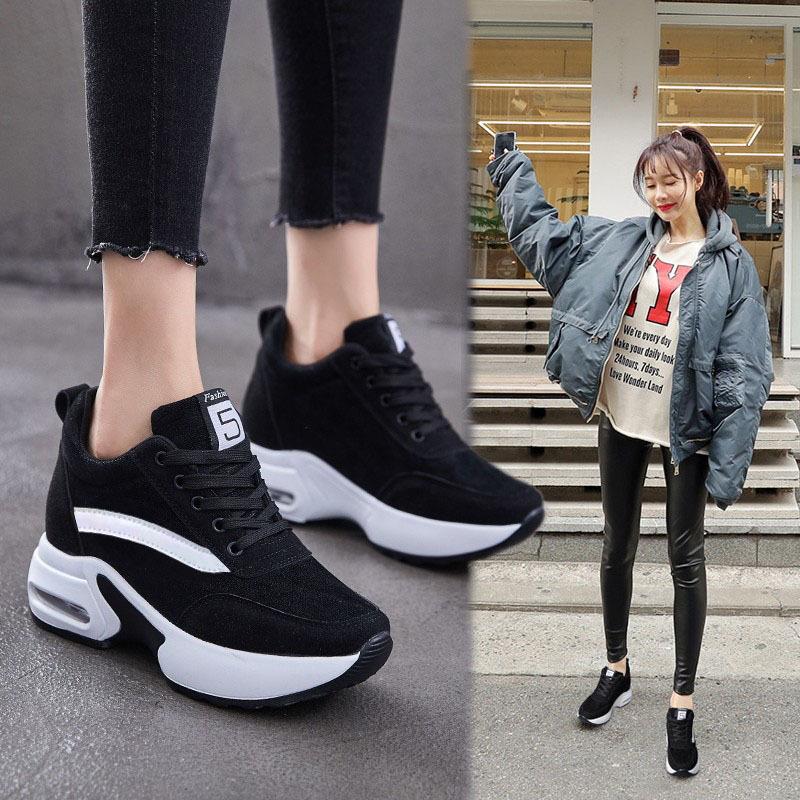 Women's shoes autumn and winter breathable thick-soled casual inner heightening shoes lightweight soft-soled sports shoes women's cotton shoes