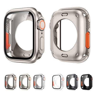 Screen Protector Cover for Apple Watch 44mm 45mm 40mm 41mm Hard PC Front Rear Bumper Case for Iwatch 9 8 7 6 5 4 Change To Ultra