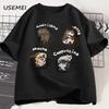 Funny Cute Coffee Cat Tshirt for Women Men Fashion  Loose Short Sleeve T-shirt Mocha Latte Cat Humor Cat Lover T Shirt