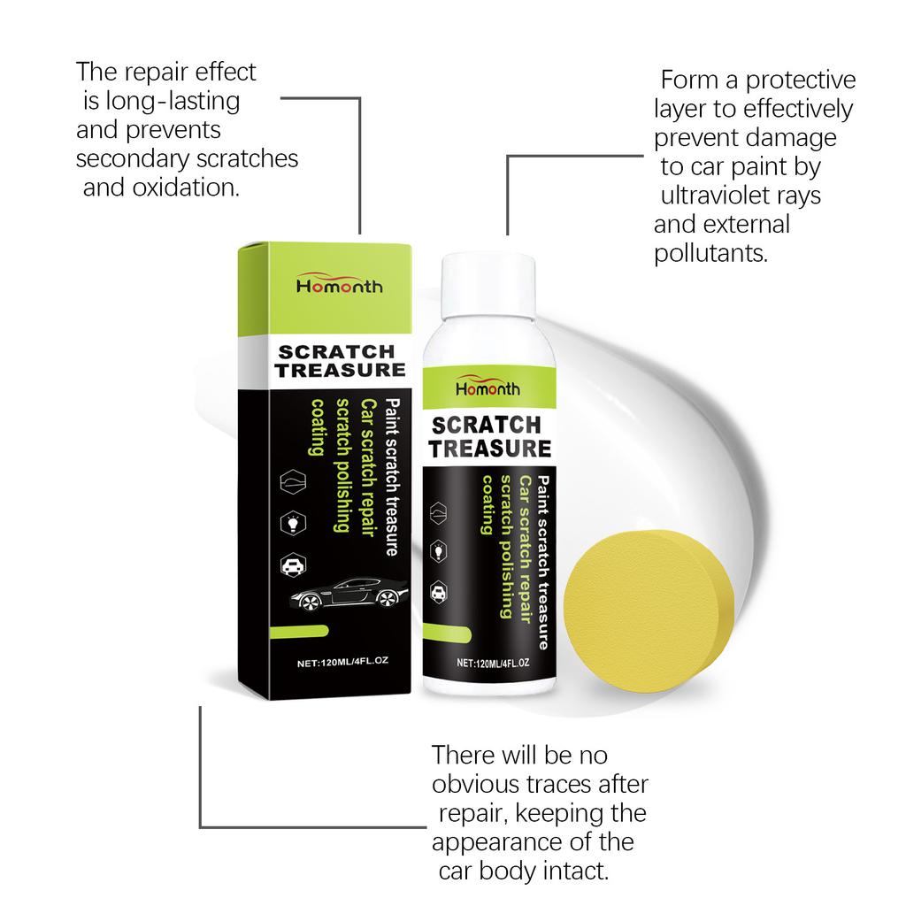 Car Scratch Remover Cream Paint Polish Restorer Remove Light Scratches Oxidation Safe Formula Kit with Applicator Sponge 120ML