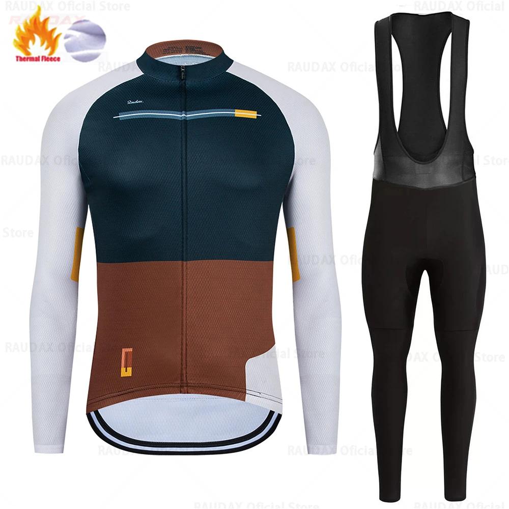 2025 Raudax Twelve Colors Winter Thermal Fleece Bicycle Clothing Cycling Jersey Set Bike MTB Riding Clothing Bib Pants Warm Sets
