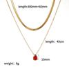 Trendy Fashion Color Zircon 18K Gold Plated Stainless Steel Water Drop Birthstone Pendant Stacked Collarbone Necklace for Women