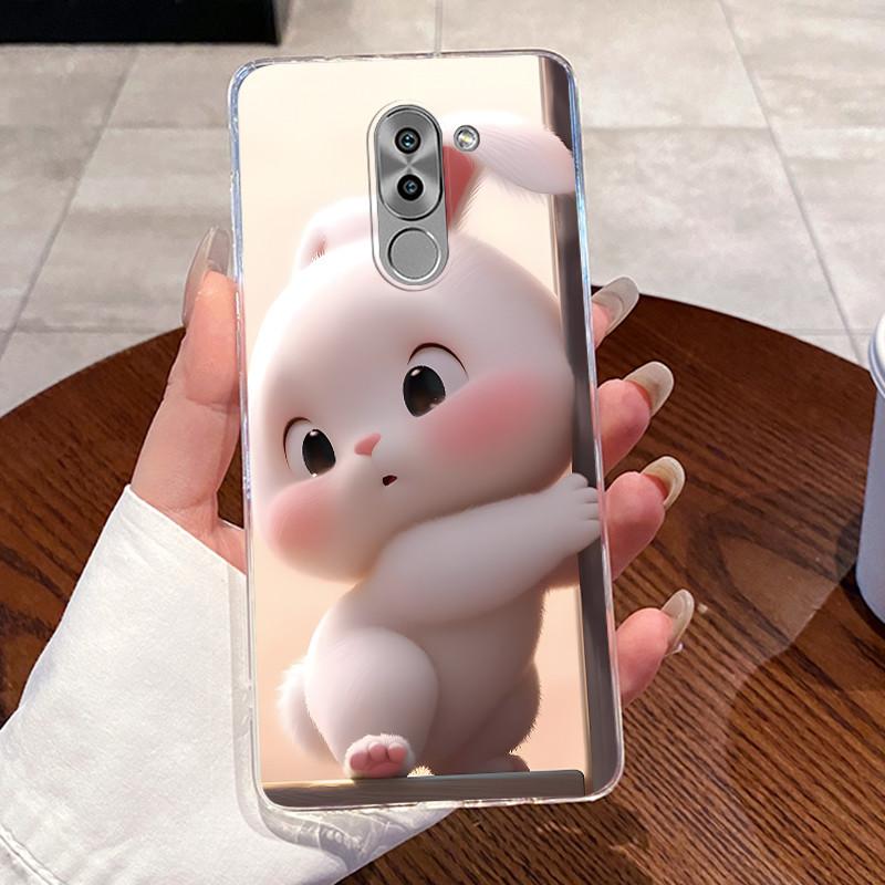 Casing For Huawei GR5 2017 / Mate 9 Lite / Honor 6X Case Aesthetic Cute Cat Cartoon Soft Silicone Transparent Back Cover Bumper