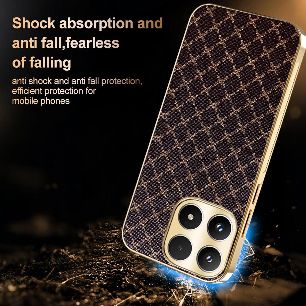 Leder Handyhülle für Motorola Moto Edge 50 Fusion Edge 60 PRO 60 Neo G96 G86 Retro Gittermuster Vergoldeter Rahmen Hartschale