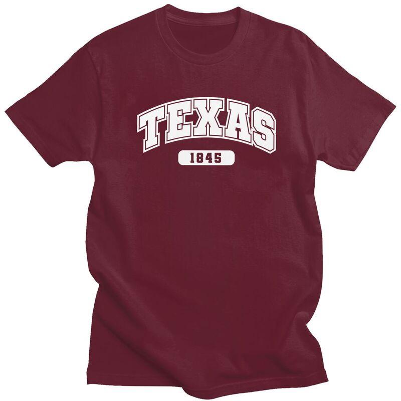 Texas Collegiate Style 1845 T Shirt for Men 100 Cotton Tshirts Humor Streetwaer Short Sleeve Tee Shirt Slim Fit Clothing
