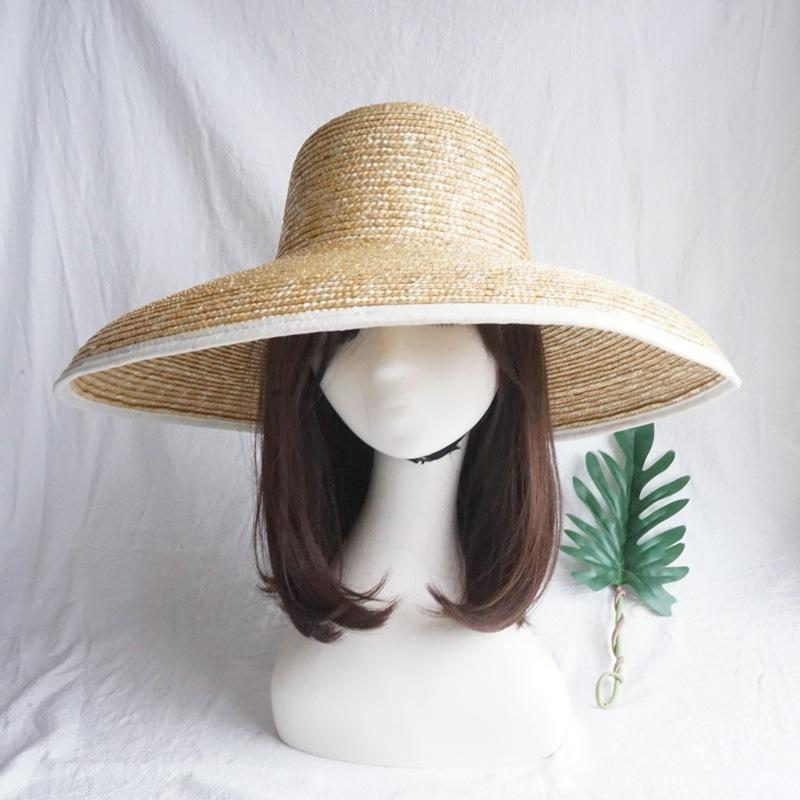 French Large Brim Shade White Edge Hepburn Bell Straw Straw Hat Sun Protection Holiday Ins Export Beach Hat