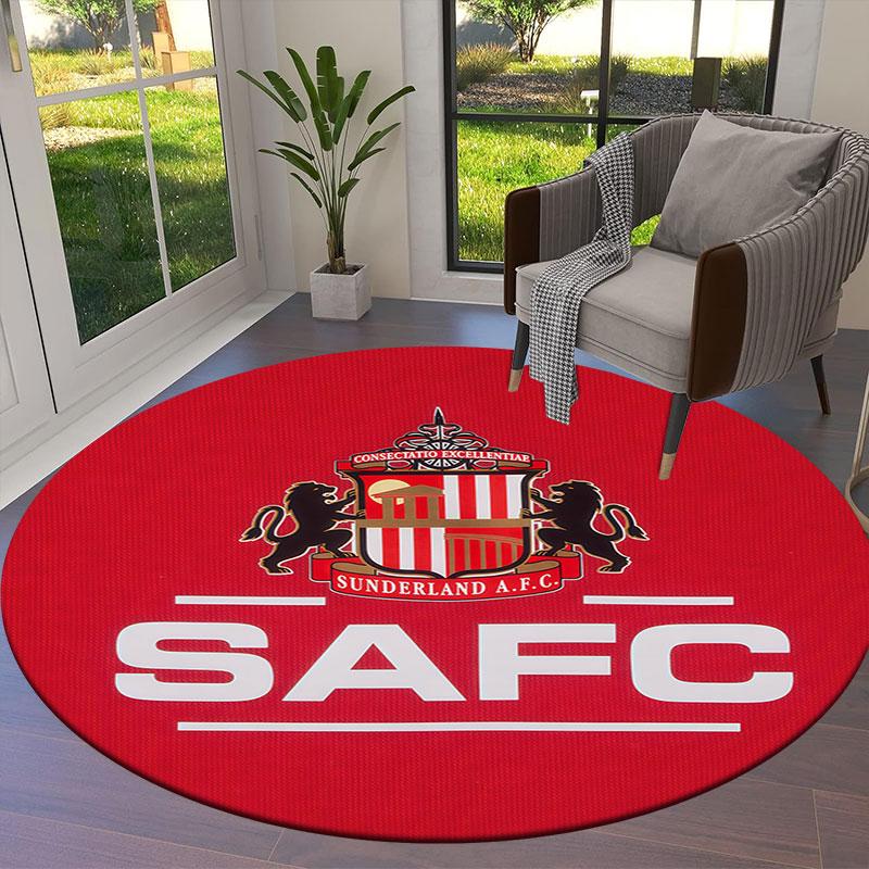 Sunderland Association Football Club Round Area Rug,Carpet Rug for Living Room Bedroom Sofa Playroom Decor,Non-slip Floor Mat