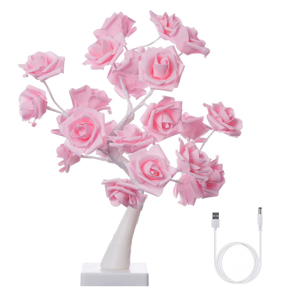Desktop Rose Bonsai Tree Lamp 24 LED Tree Lamp Battery Powered Decorative Light for Living Room