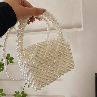 Pearl Bag Women's New Version of Hand-woven Messenger Bag Mobile Phone Bag, Personalized Versatile Mini Pearl Bag