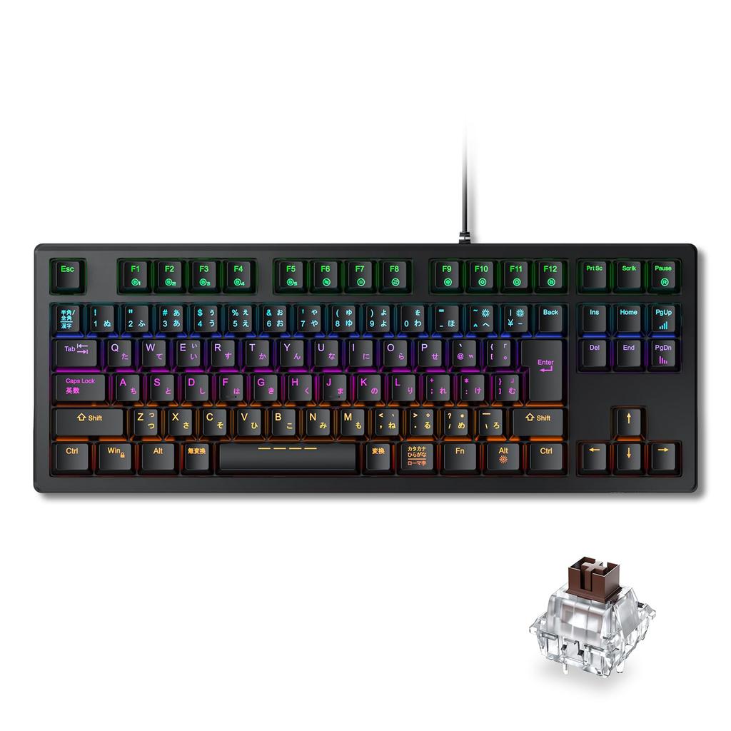 IClever Gaming Brown Mechanical Japanese 91 24 Pro počítač Klávesnice G06 kompatibilní s Windows, Tenkeyless, Axis, Klávesnice, Rozložení, Kabelové, Klávesy, 80%