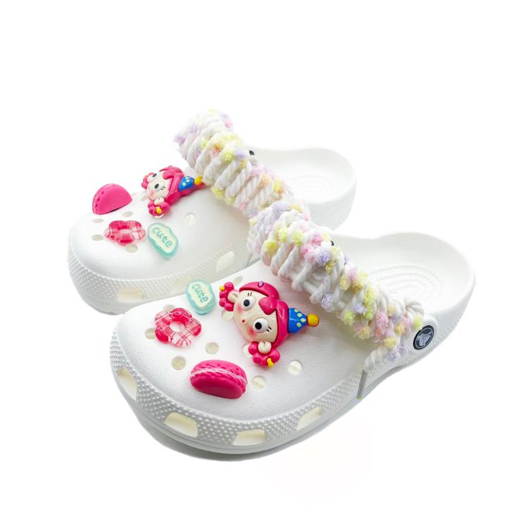 Crocs Classic Clog Harley Quinn Deeds Girly School Style Niche Design Travel Beach Street Fashion Trend EVA Hole Shoes Unisex White