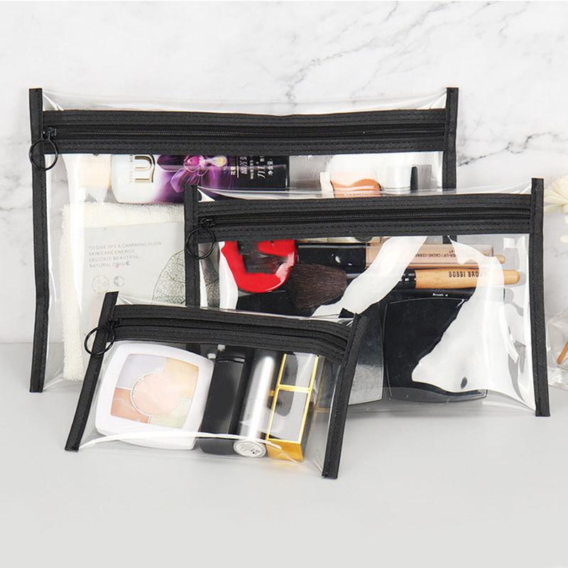 

3pcs Wash Transparent Cosmetic Bag Clear Zipper Makeup Bag Travel Female Makeup Brush Holder Organizer Toiletry Bag Clutch