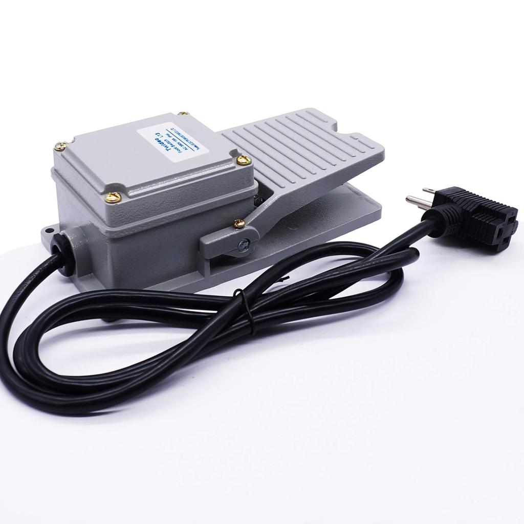 Twidec/Heavy Duty Foot Switch SPDT NO NC AC 380V 15A Electric Pedal Momentary Foot Pedal Switch with 5-ft Cable with Piggyback Plug (3-Pronged)