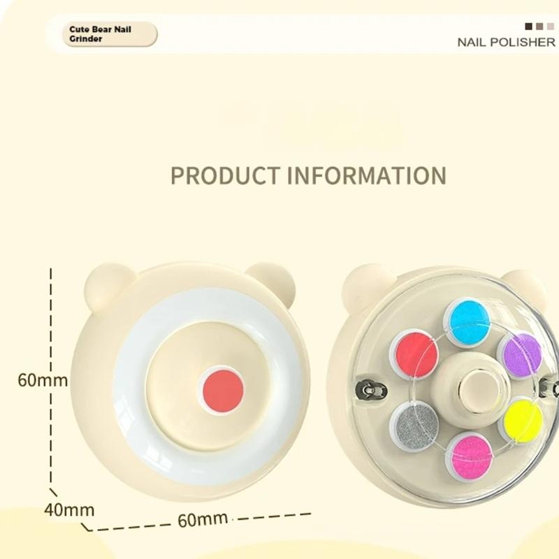 Infant Nails Grinder Machine Low Noise Design 360 Degree Filing Device With 6 Replacement Pad For Newborns to Toddler